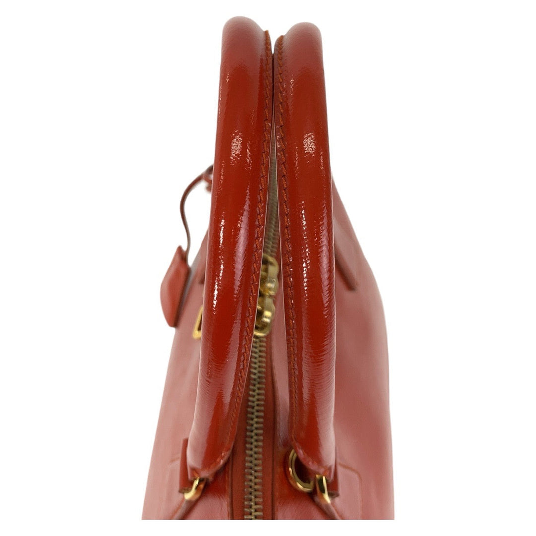 PRADA Handbag leather Orange GoldMetal Handbag Shoulder Bag 2way Safiano Triangle With logo Women Used Authentic
