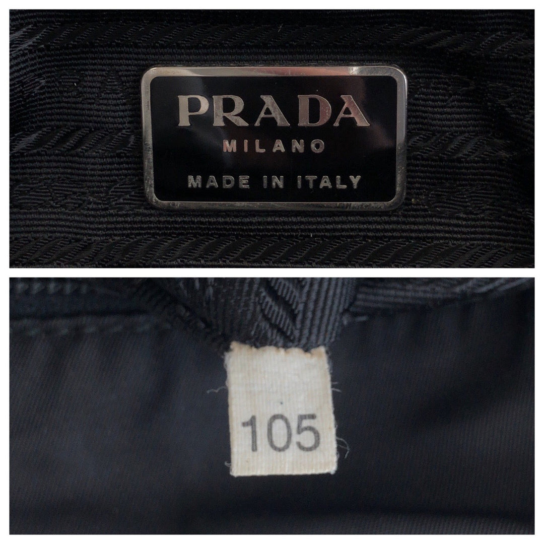 PRADA Tote Bag Nylon Black SilverMetal Tote Bag Shoulder Bag Test Triangle With logo Women Used Authentic