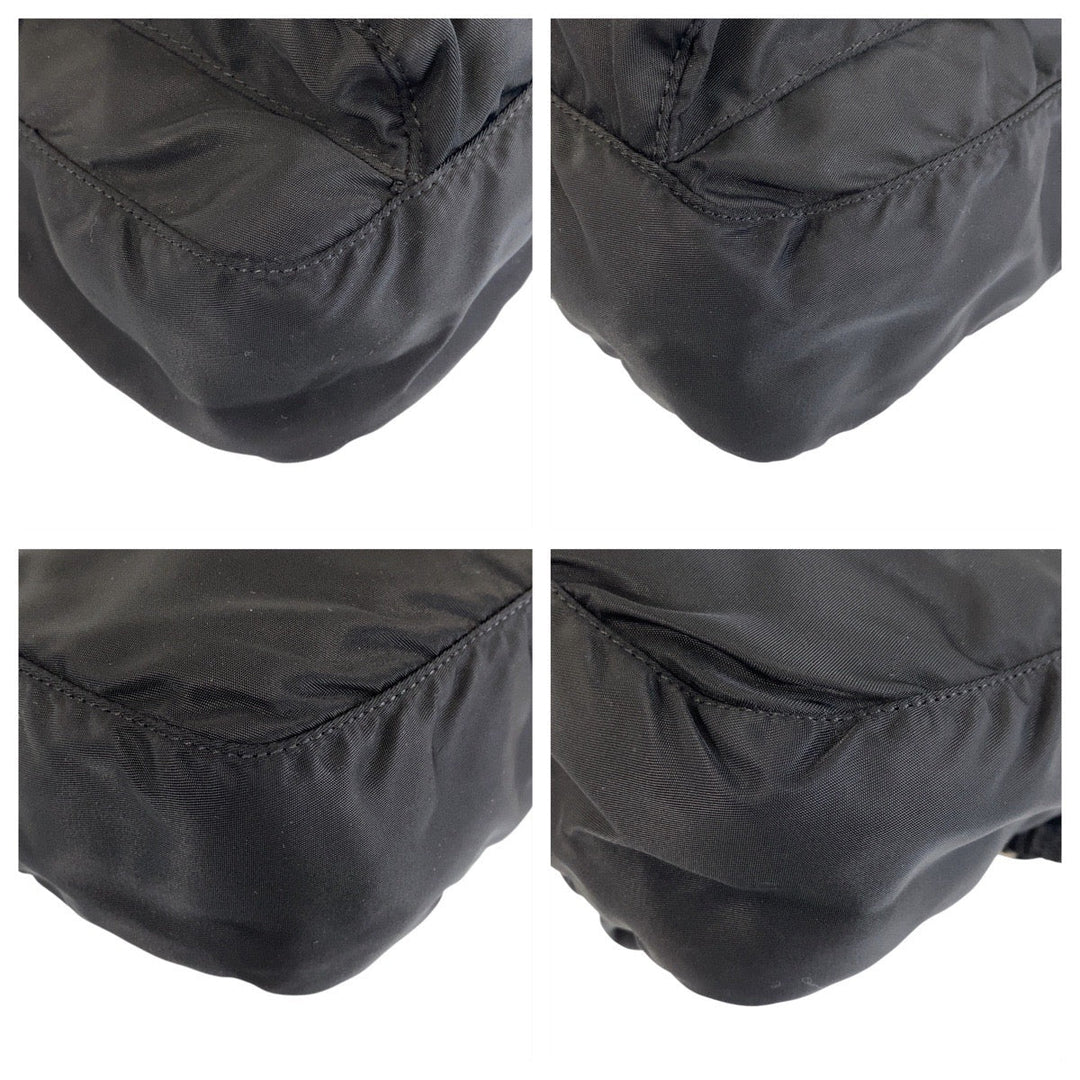 PRADA Shoulder Bag Nylon Black SilverMetal Crossbody Shoulder Bag Messenger Bag Test Triangle With logo Women Used Authentic