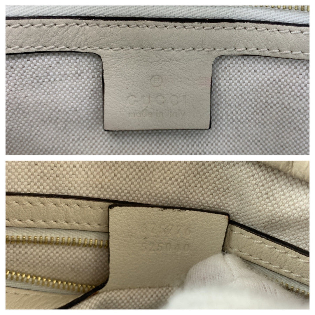 GUCCI Shoulder Bag 675776 leather White Cream Gold Metal Shoulder Bag Camera bag GG star Women Used Authentic