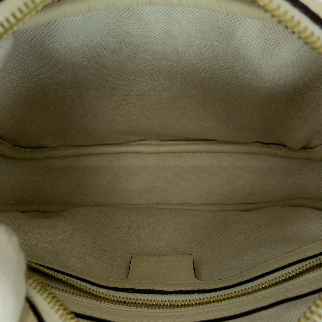 GUCCI Shoulder Bag 675776 leather White Cream Gold Metal Shoulder Bag Camera bag GG star Women Used Authentic