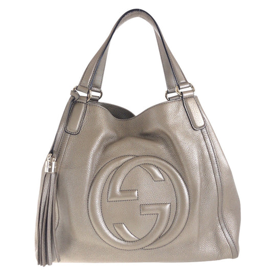 GUCCI Tote Bag 282309 leather Gold Metal Tote Bag Shoulder Bag Soho Women Used Authentic