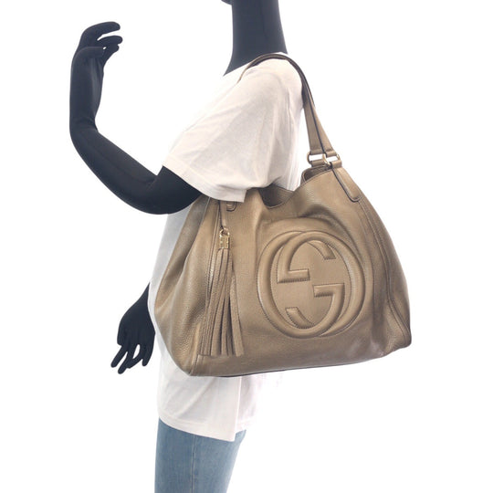 GUCCI Tote Bag 282309 leather Gold Metal Tote Bag Shoulder Bag Soho Women Used Authentic