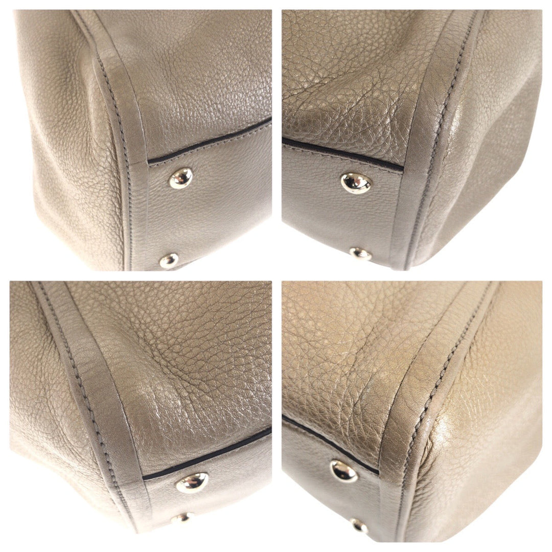 GUCCI Tote Bag 282309 leather Gold Metal Tote Bag Shoulder Bag Soho Women Used Authentic