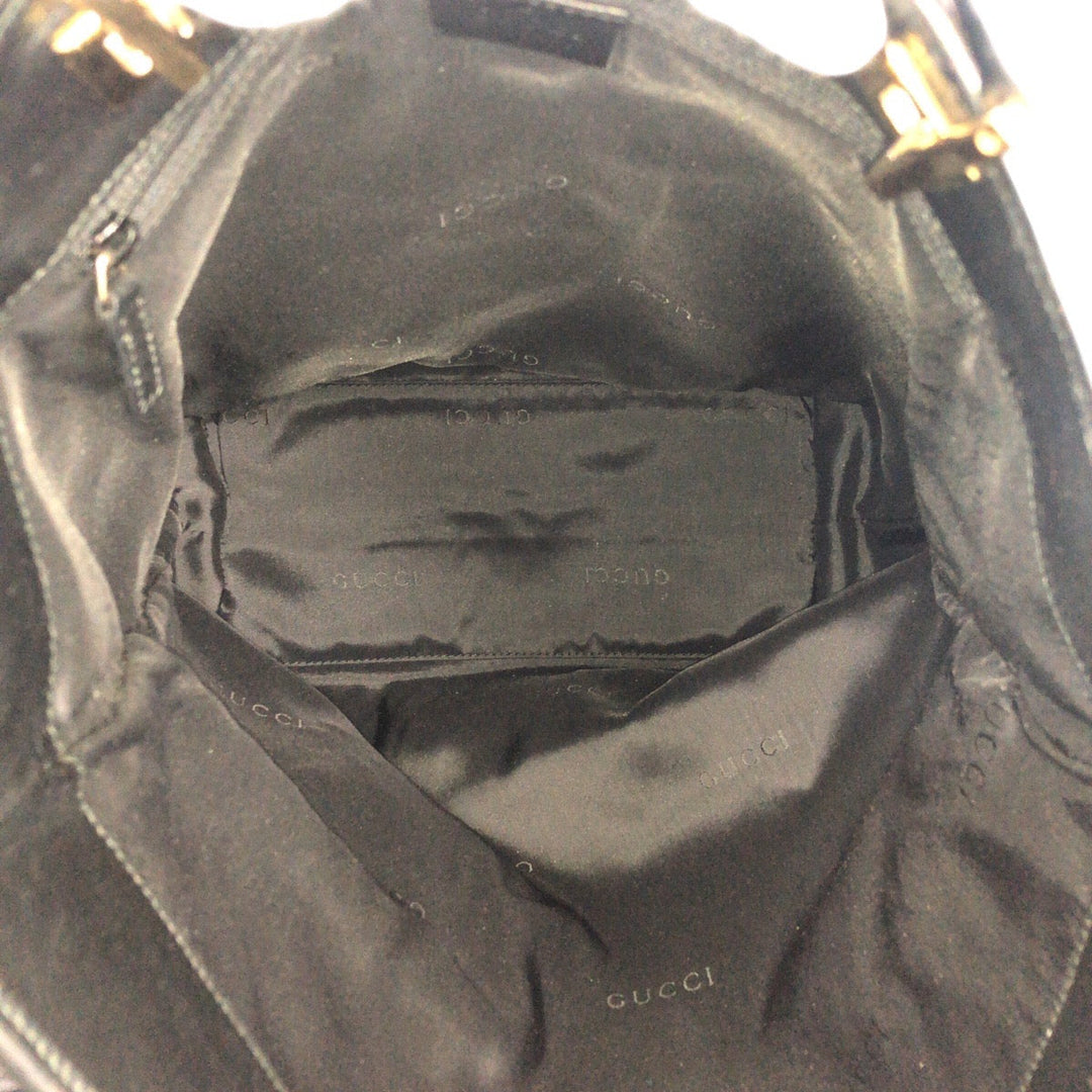 GUCCI Tote Bag 002 1098 GG canvas Black GoldMetal Tote Bag Shoulder Bag Women Used Authentic