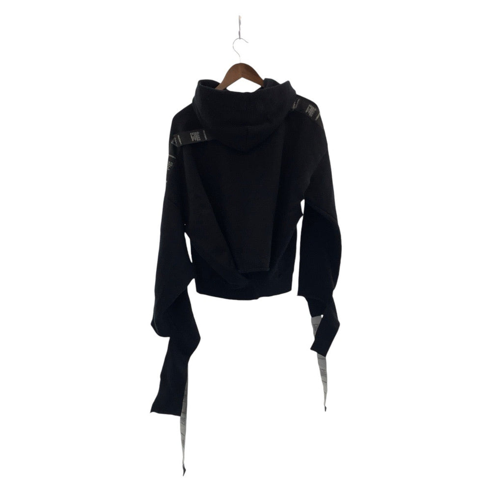 VETEMENTS Hoodie Cotton, Polyester black Hoodie Taped Hoodie asymmetry Women XS Used Authentic
