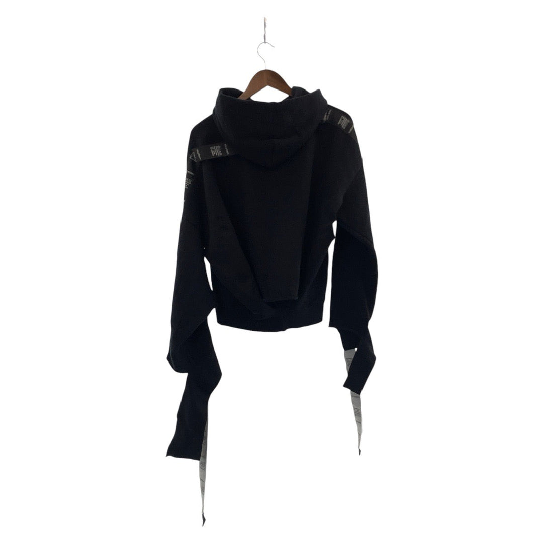 VETEMENTS Hoodie Cotton, Polyester black Hoodie Taped Hoodie asymmetry Women XS Used Authentic