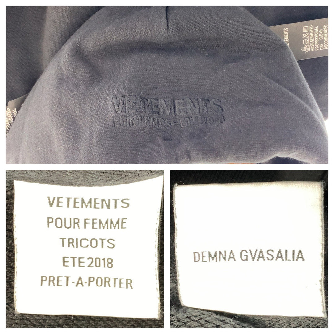 VETEMENTS Hoodie Cotton, Polyester black Hoodie Taped Hoodie asymmetry Women XS Used Authentic
