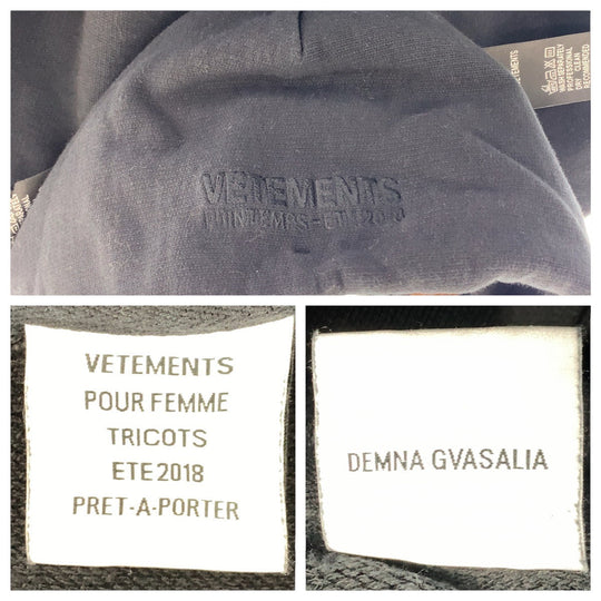 VETEMENTS Hoodie Cotton, Polyester black Hoodie Taped Hoodie asymmetry Women XS Used Authentic