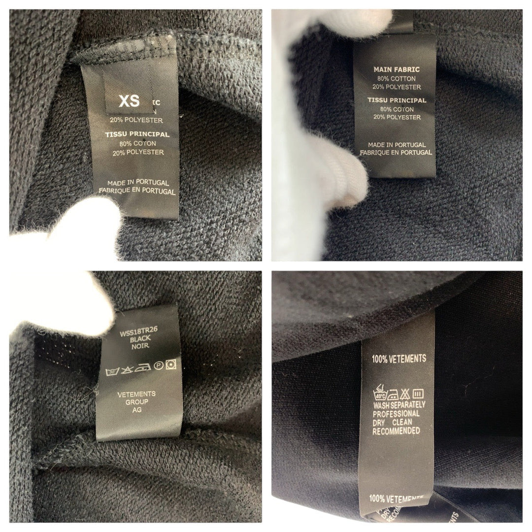 VETEMENTS Hoodie Cotton, Polyester black Hoodie Taped Hoodie asymmetry Women XS Used Authentic