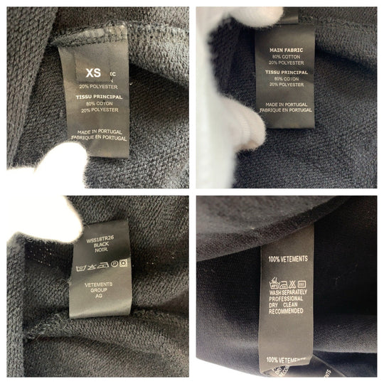 VETEMENTS Hoodie Cotton, Polyester black Hoodie Taped Hoodie asymmetry Women XS Used Authentic
