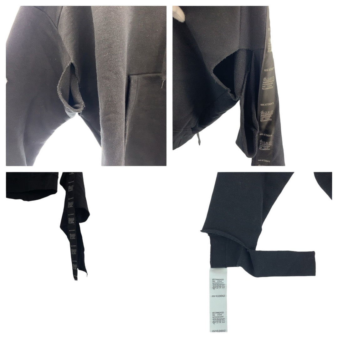 VETEMENTS Hoodie Cotton, Polyester black Hoodie Taped Hoodie asymmetry Women XS Used Authentic