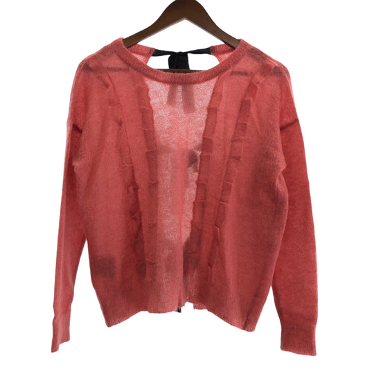 MIUMIU cardigan wool Pink black Cardigan knit ribbon Women 36 Used Authentic