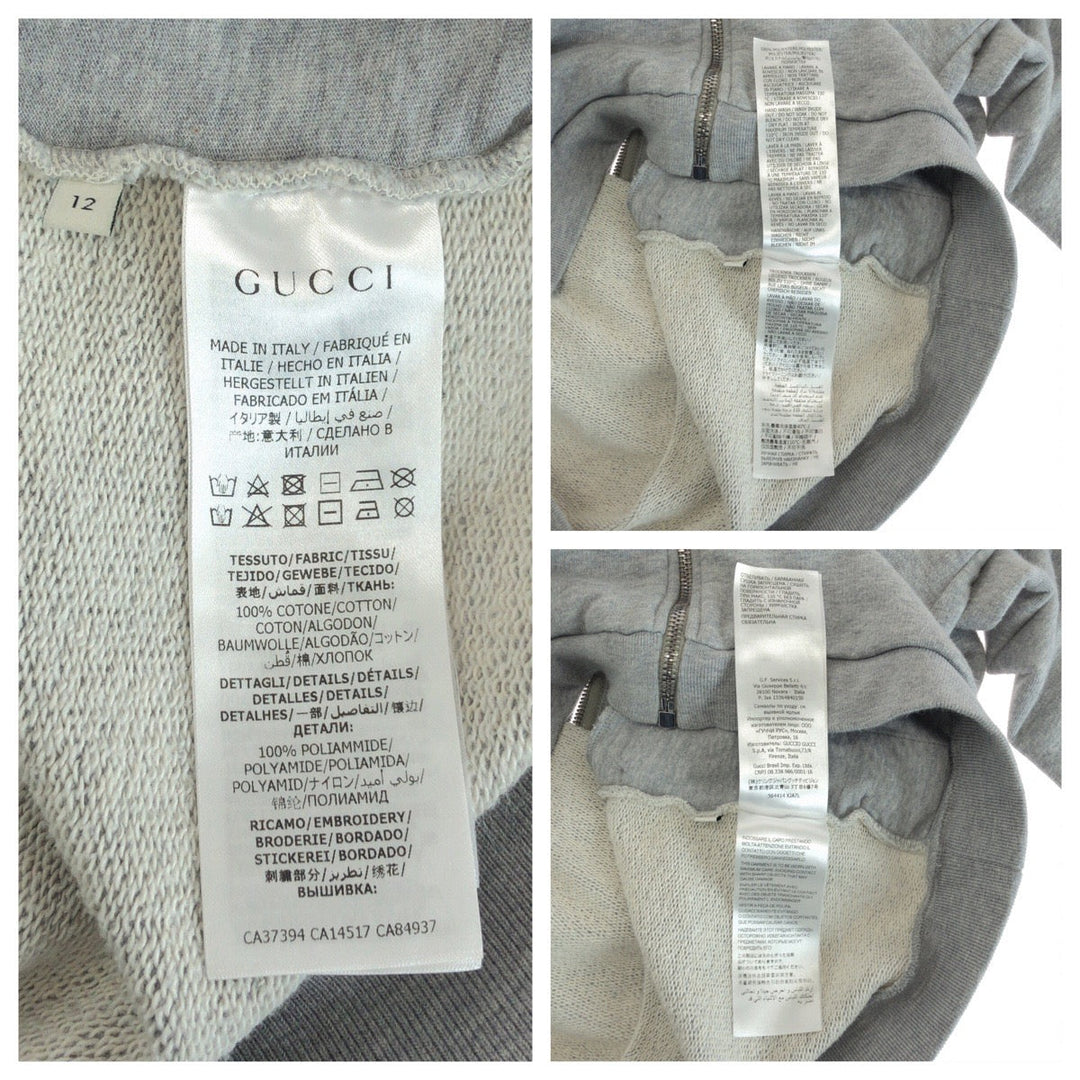 GUCCI sweat cotton Grey Red Blue Sweatshirts, Blousons, Zip-ups Sherry Kids 12 Used Authentic