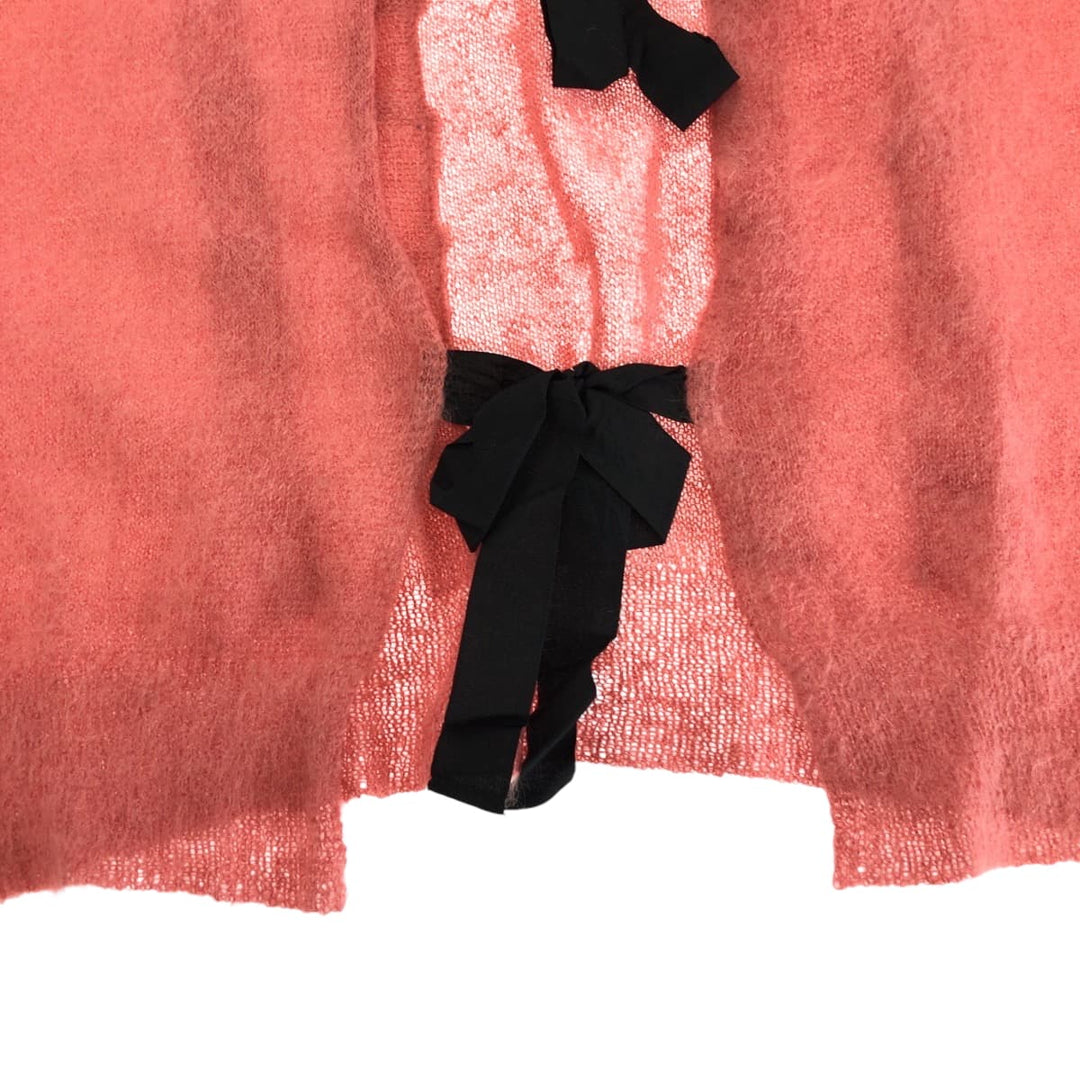 MIUMIU cardigan wool Pink black Cardigan knit ribbon Women 36 Used Authentic