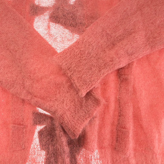 MIUMIU cardigan wool Pink black Cardigan knit ribbon Women 36 Used Authentic