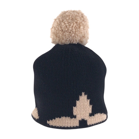 LOUIS VUITTON Knit cap M70840 wool Black Beige Knit hat for men and women Bonnet morning rum Women Free Size Used Authentic