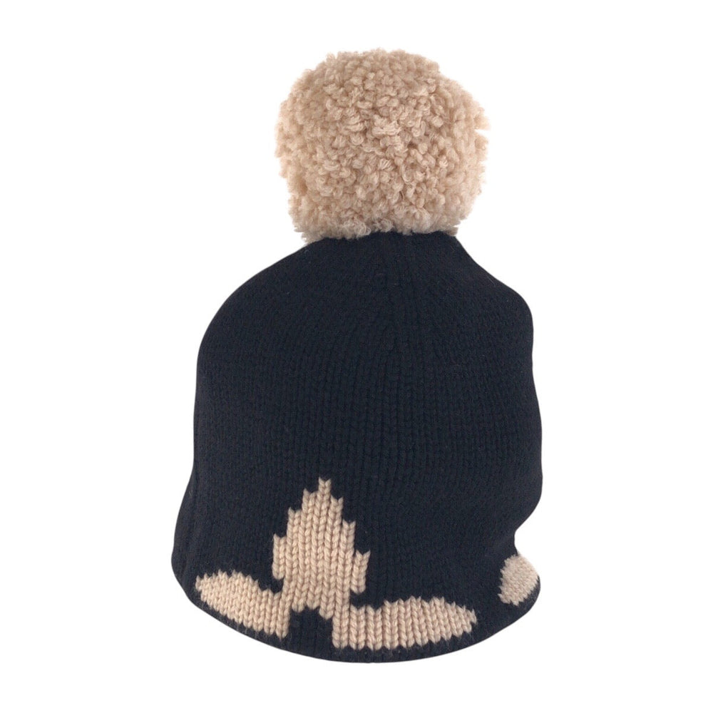 LOUIS VUITTON Knit cap M70840 wool Black Beige Knit hat for men and women Bonnet morning rum Women Free Size Used Authentic
