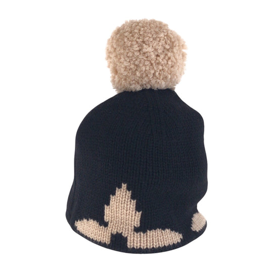 LOUIS VUITTON Knit cap M70840 wool Black Beige Knit hat for men and women Bonnet morning rum Women Free Size Used Authentic