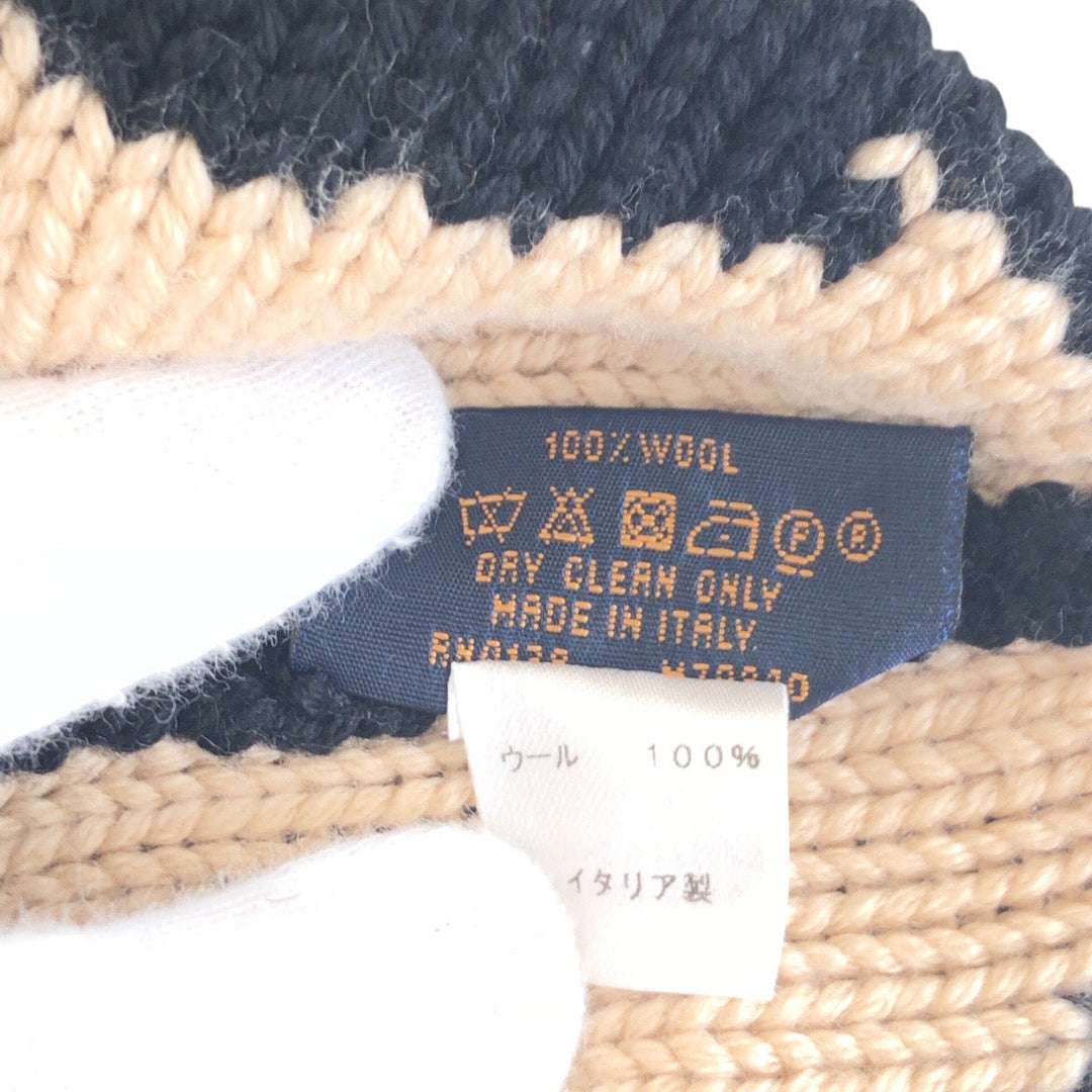 LOUIS VUITTON Knit cap M70840 wool Black Beige Knit hat for men and women Bonnet morning rum Women Free Size Used Authentic