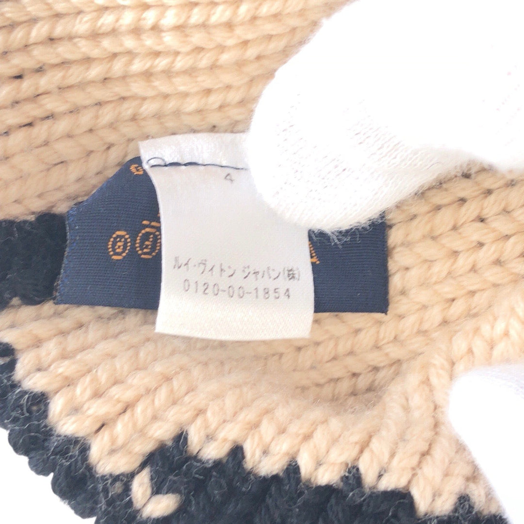 LOUIS VUITTON Knit cap M70840 wool Black Beige Knit hat for men and women Bonnet morning rum Women Free Size Used Authentic
