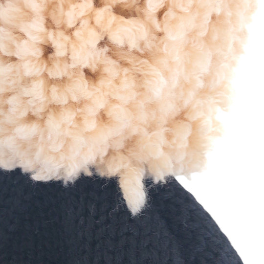 LOUIS VUITTON Knit cap M70840 wool Black Beige Knit hat for men and women Bonnet morning rum Women Free Size Used Authentic