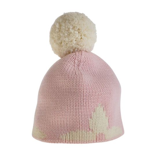 LOUIS VUITTON Knit cap M70841 wool Pink white Knit hat Bonnet morning rum Women Free Size Used Authentic