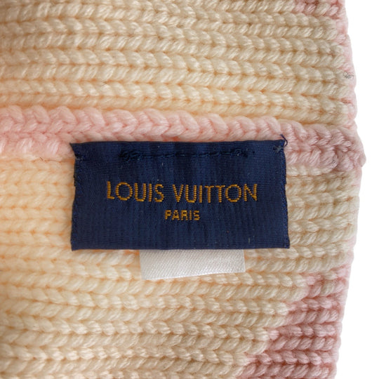 LOUIS VUITTON Knit cap M70841 wool Pink white Knit hat Bonnet morning rum Women Free Size Used Authentic