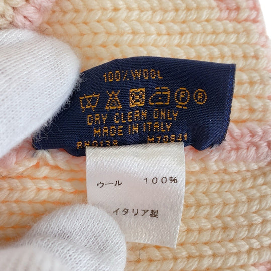 LOUIS VUITTON Knit cap M70841 wool Pink white Knit hat Bonnet morning rum Women Free Size Used Authentic