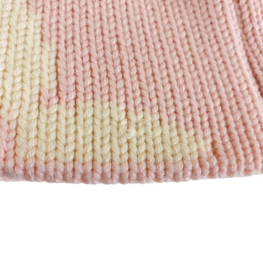 LOUIS VUITTON Knit cap M70841 wool Pink white Knit hat Bonnet morning rum Women Free Size Used Authentic