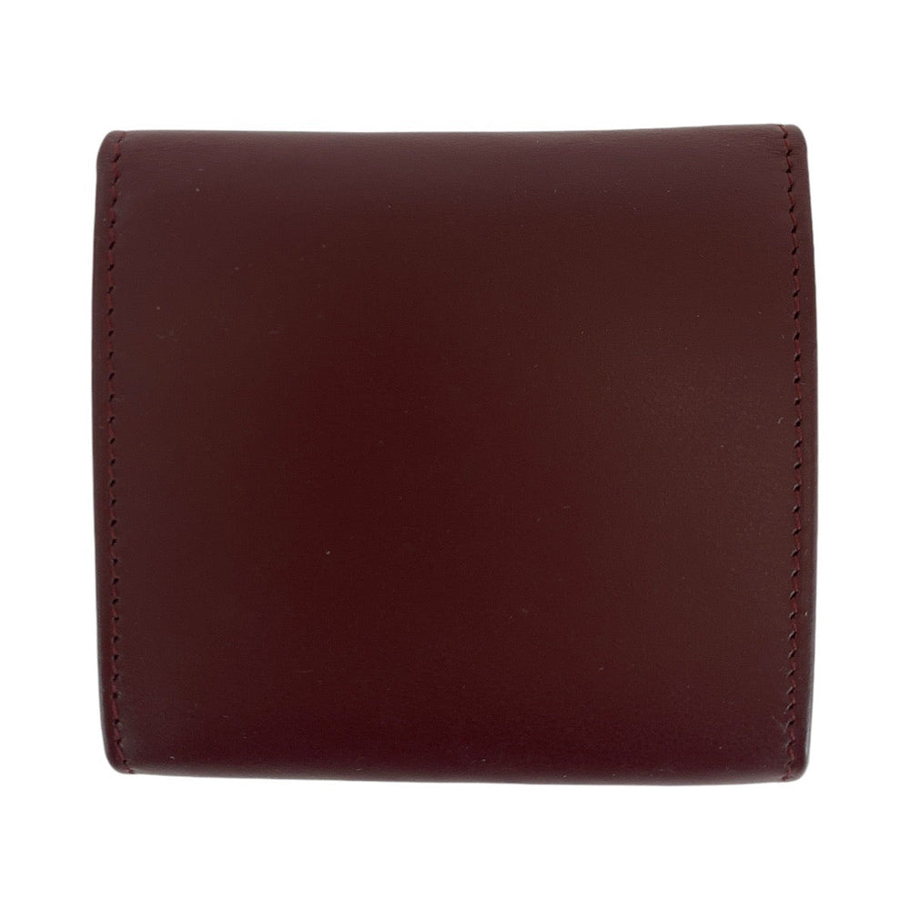 CARTIER Coin case leather Wine Red Bordeaux Coin case Coin Pocket Unisex Must Line Women Used Authentic
