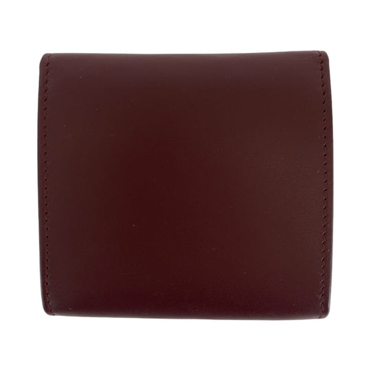 CARTIER Coin case leather Wine Red Bordeaux Coin case Coin Pocket Unisex Must Line Women Used Authentic