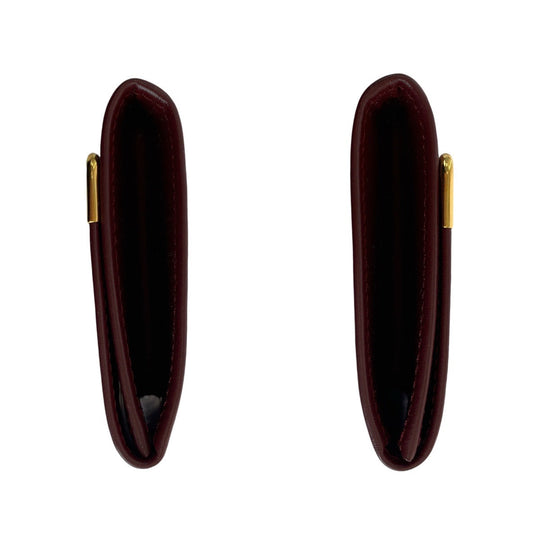 CARTIER Coin case leather Wine Red Bordeaux Coin case Coin Pocket Unisex Must Line Women Used Authentic