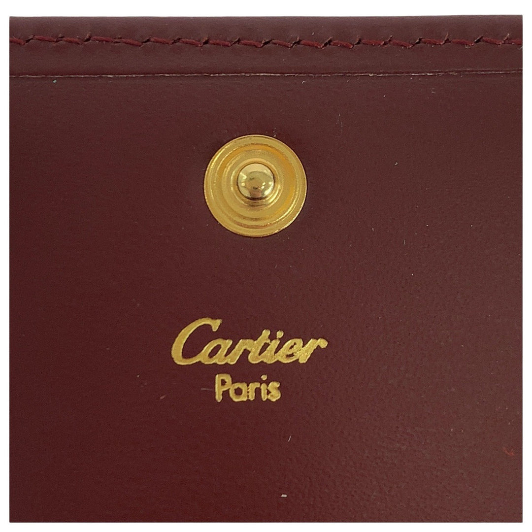 CARTIER Coin case leather Wine Red Bordeaux Coin case Coin Pocket Unisex Must Line Women Used Authentic