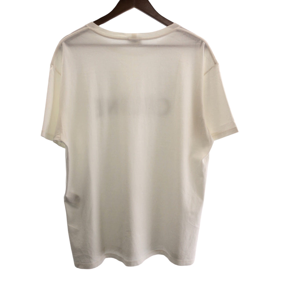 CELINE Short sleeve T-shirt 2X47F671Q cotton White black Short-sleeved T-shirt cut-and-sew logo rhinestone mens L Used Authentic