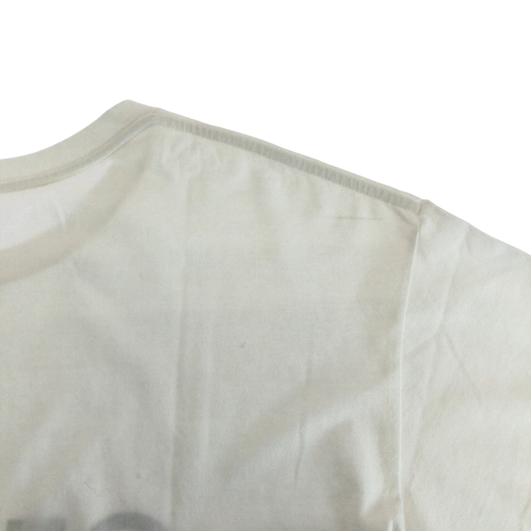 CELINE Short sleeve T-shirt 2X47F671Q cotton White black Short-sleeved T-shirt cut-and-sew logo rhinestone mens L Used Authentic