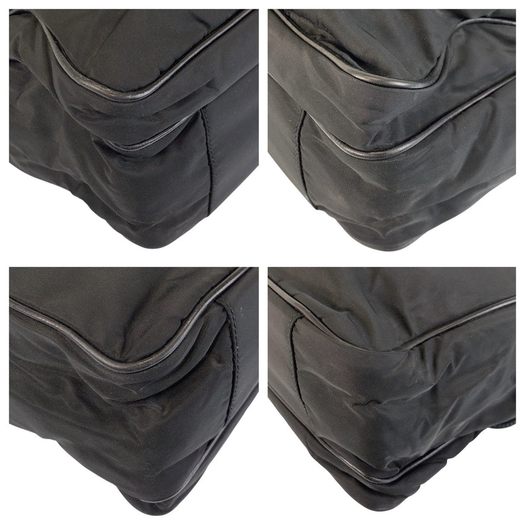 PRADA Business bag Nylon, Leather Black SilverMetal Business bag briefcase Test mens Used Authentic
