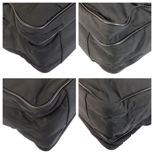 PRADA Business bag Nylon, Leather Black SilverMetal Business bag briefcase Test mens Used Authentic