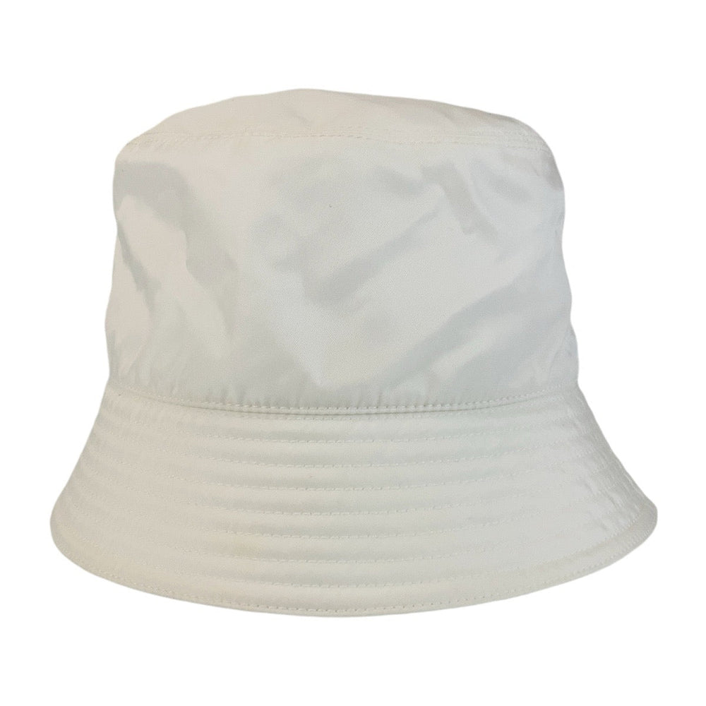 PRADA hat Nylon white Bucket hat Test Triangle With logo Women Used Authentic