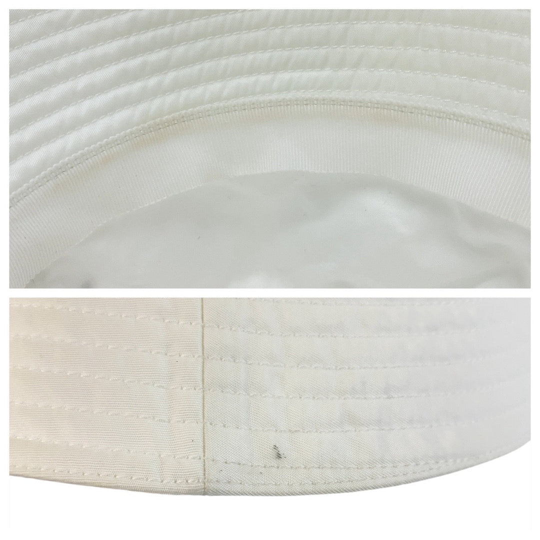 PRADA hat Nylon white Bucket hat Test Triangle With logo Women Used Authentic