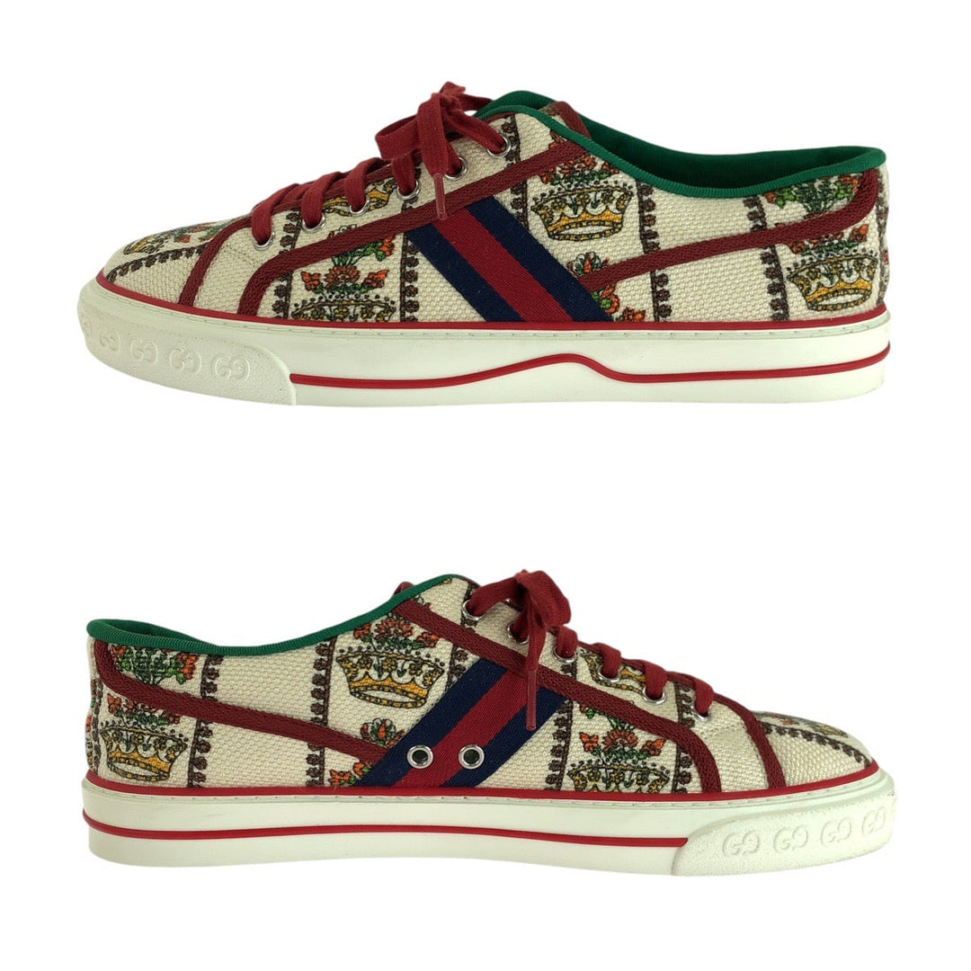 GUCCI sneakers canvas White multicolor Tennis Shelly Line mens 9.5 Used Authentic