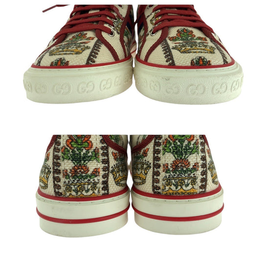 GUCCI sneakers canvas White multicolor Tennis Shelly Line mens 9.5 Used Authentic