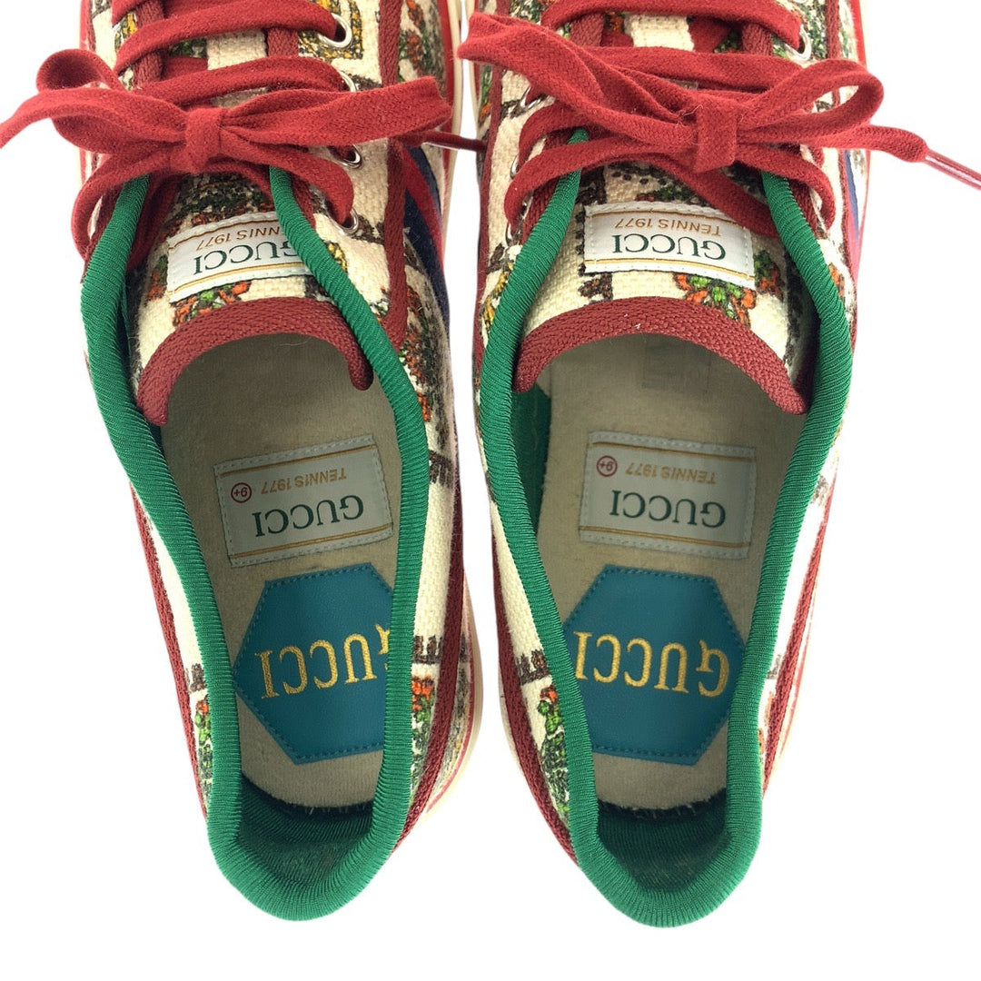 GUCCI sneakers canvas White multicolor Tennis Shelly Line mens 9.5 Used Authentic