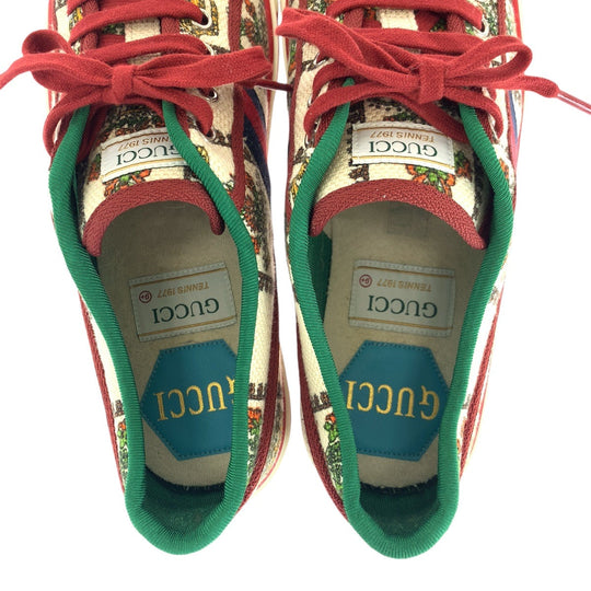 GUCCI sneakers canvas White multicolor Tennis Shelly Line mens 9.5 Used Authentic
