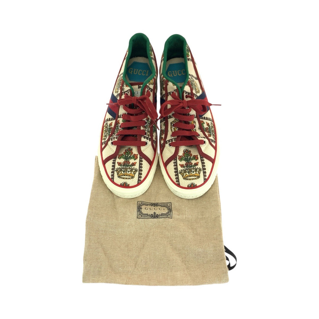 GUCCI sneakers canvas White multicolor Tennis Shelly Line mens 9.5 Used Authentic