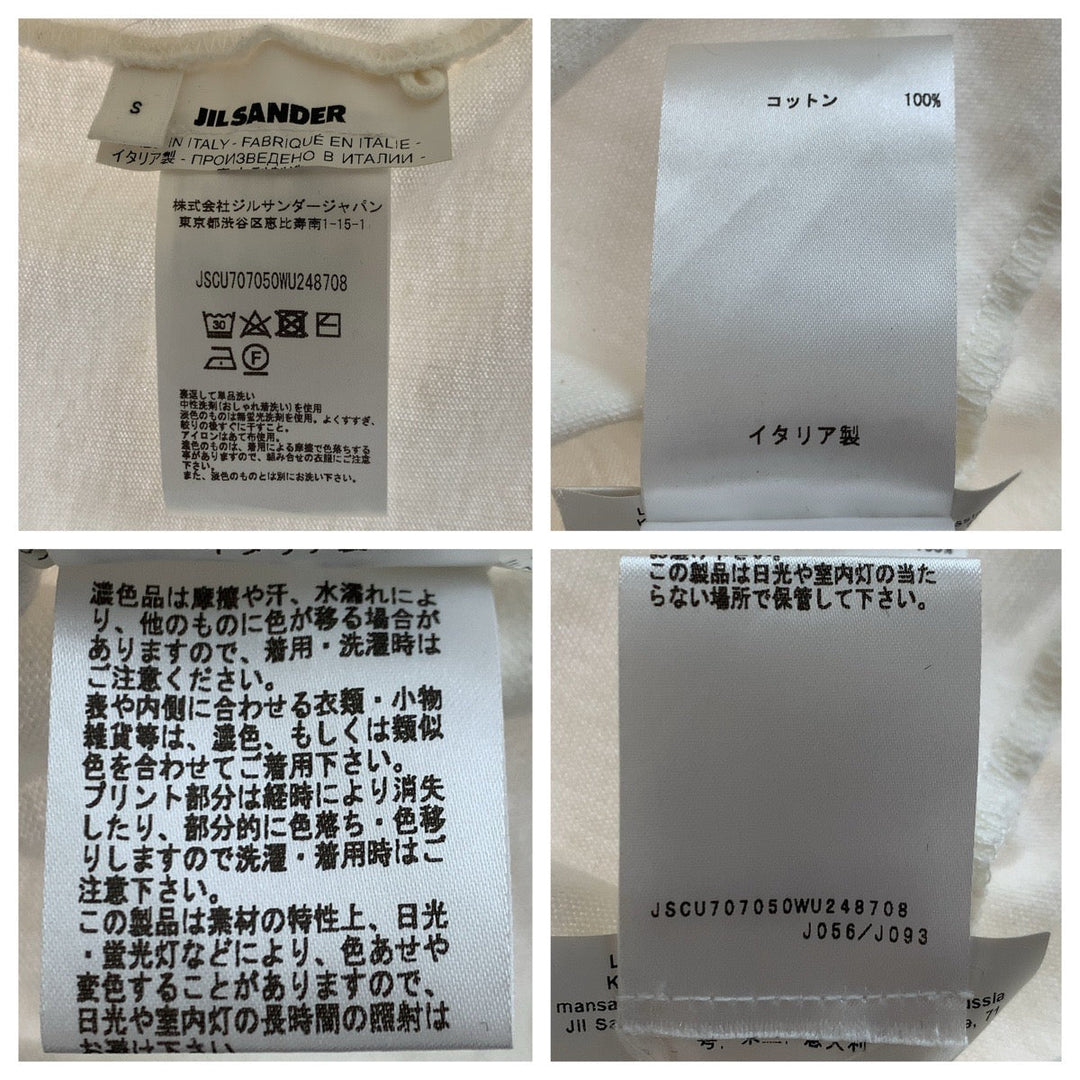 JIL SANDER Short sleeve T-shirt cotton white Short sleeve T-shirt crew neck Women S Used Authentic