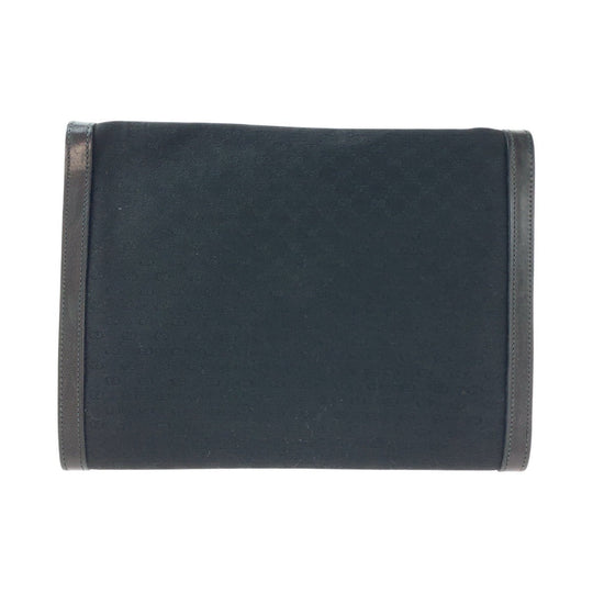 GUCCI Clutch bag Canvas, Leather Black GoldMetal Clutch bag business bag unisex Old Gucci Micro GG Women Used Authentic