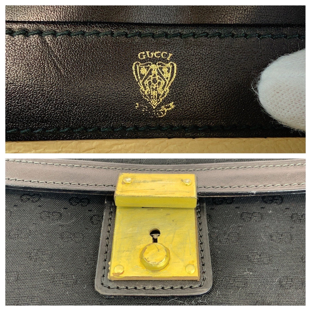 GUCCI Clutch bag Canvas, Leather Black GoldMetal Clutch bag business bag unisex Old Gucci Micro GG Women Used Authentic