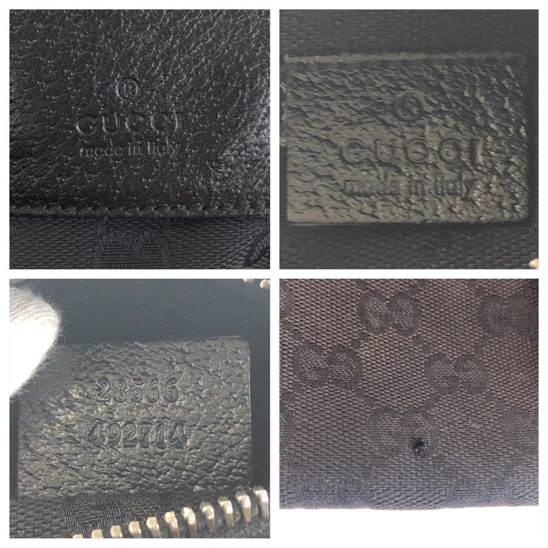 GUCCI Sling bag 28566 GG canvas, leather Black SilverMetal Sling bag, waist pouch, bum bag mens Used Authentic