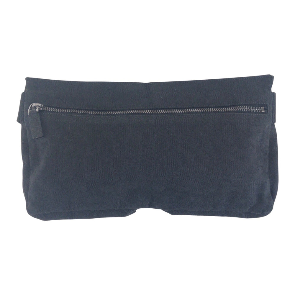 GUCCI Sling bag 28566 GG canvas, leather Black SilverMetal Sling bag, waist pouch, bum bag mens Used Authentic